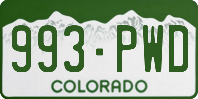 CO license plate 993PWD