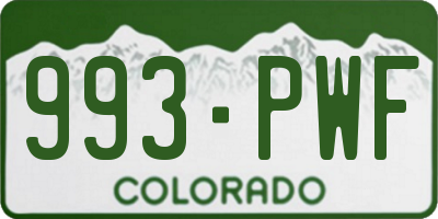 CO license plate 993PWF
