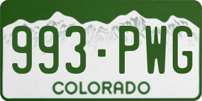 CO license plate 993PWG