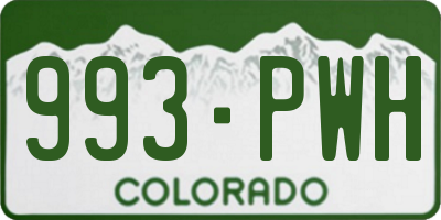 CO license plate 993PWH
