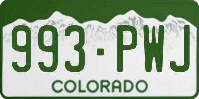 CO license plate 993PWJ