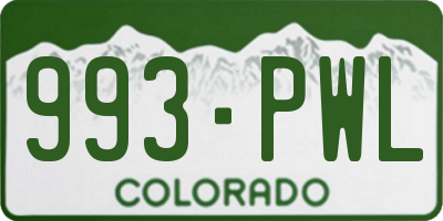 CO license plate 993PWL