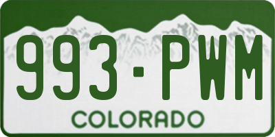 CO license plate 993PWM