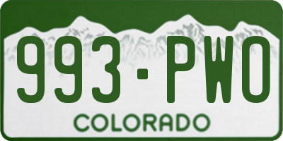 CO license plate 993PWO