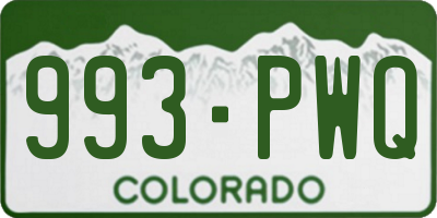 CO license plate 993PWQ
