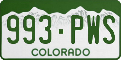 CO license plate 993PWS