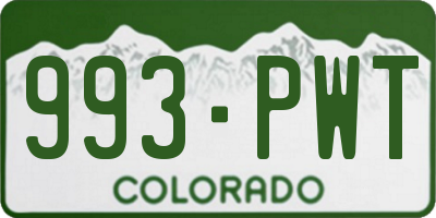 CO license plate 993PWT