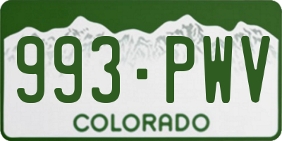 CO license plate 993PWV