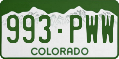 CO license plate 993PWW