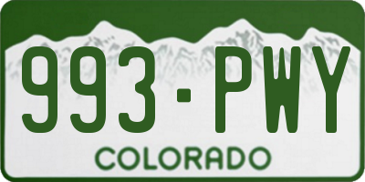 CO license plate 993PWY