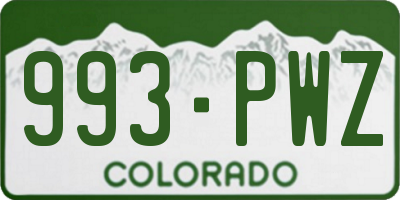 CO license plate 993PWZ