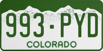 CO license plate 993PYD