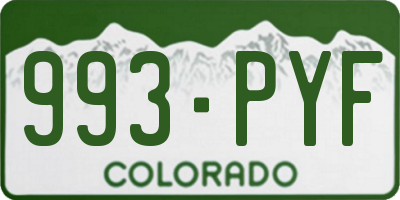 CO license plate 993PYF