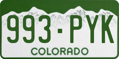 CO license plate 993PYK