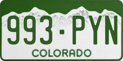 CO license plate 993PYN