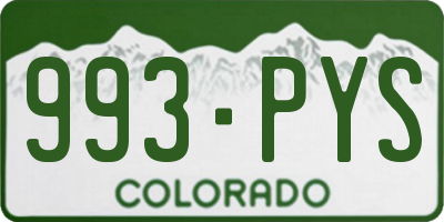 CO license plate 993PYS
