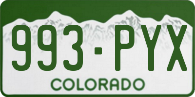 CO license plate 993PYX