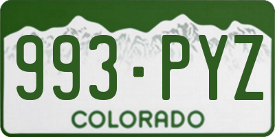 CO license plate 993PYZ