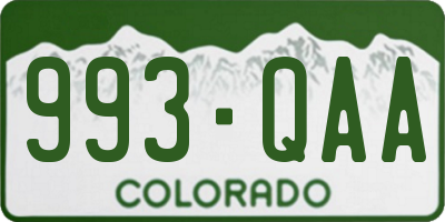 CO license plate 993QAA