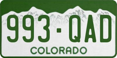 CO license plate 993QAD