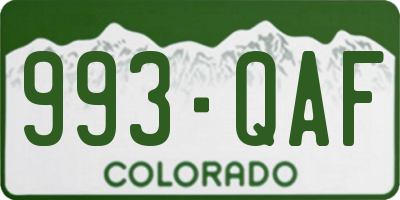 CO license plate 993QAF