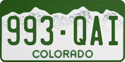 CO license plate 993QAI