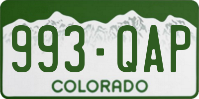 CO license plate 993QAP