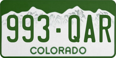 CO license plate 993QAR