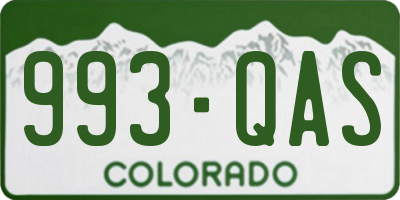 CO license plate 993QAS