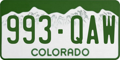 CO license plate 993QAW
