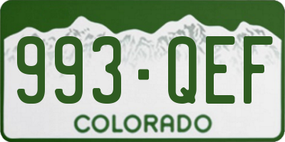 CO license plate 993QEF