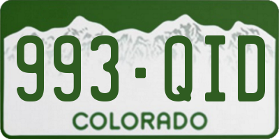 CO license plate 993QID