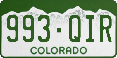 CO license plate 993QIR