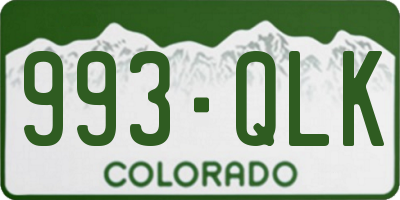 CO license plate 993QLK