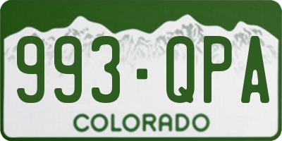 CO license plate 993QPA