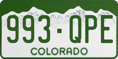 CO license plate 993QPE