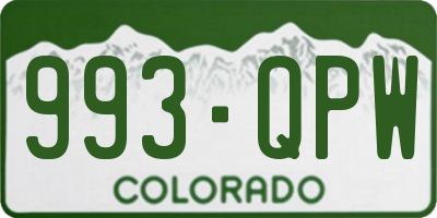 CO license plate 993QPW