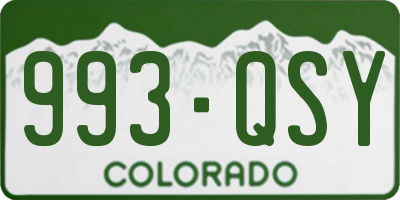 CO license plate 993QSY