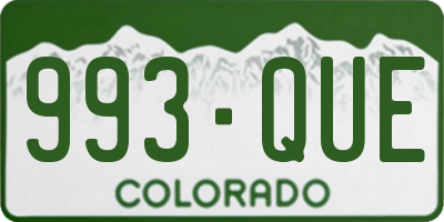 CO license plate 993QUE