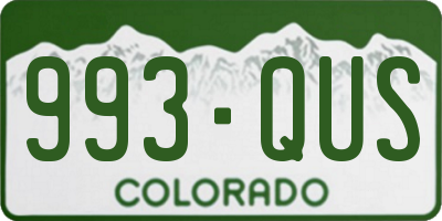 CO license plate 993QUS
