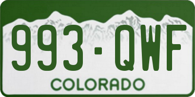 CO license plate 993QWF