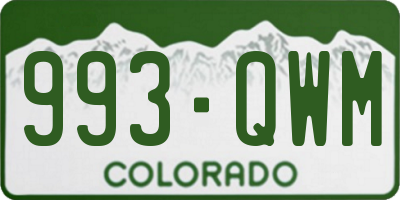CO license plate 993QWM
