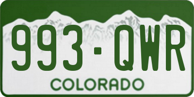 CO license plate 993QWR