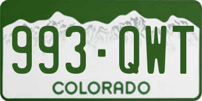 CO license plate 993QWT