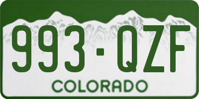 CO license plate 993QZF