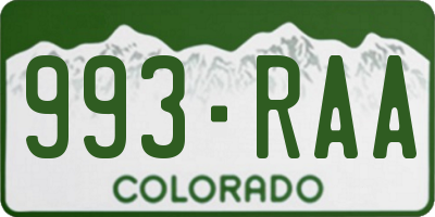 CO license plate 993RAA