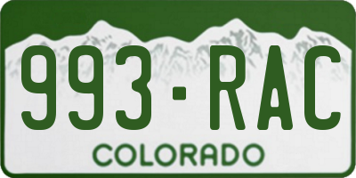 CO license plate 993RAC