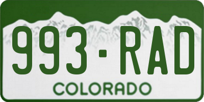 CO license plate 993RAD