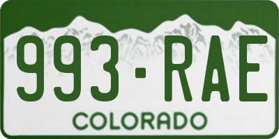 CO license plate 993RAE