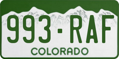 CO license plate 993RAF